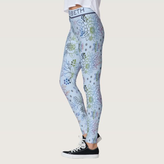 花の模様の大花の名パーソナライズされた前 レギンス (左)
