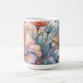 花の模様の水色 コーヒーマグカップ (中央)