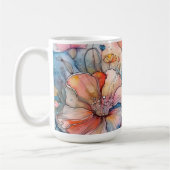 花の模様の水色 コーヒーマグカップ (左)