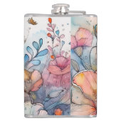 花の模様の水色 フラスク (裏面)