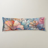 花の模様の水色 ボディピロー (裏面)