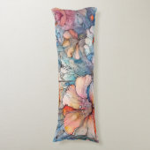 花の模様の水色 ボディピロー (正面縦)