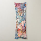 花の模様の水色 ボディピロー (裏面 (縦))