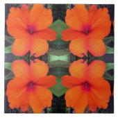 花の模様を埋め込む タイル (正面)