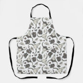 花の模様を持つゴシック動物スカル エプロン (正面)