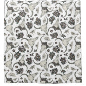 花の模様を持つゴシック動物スカル シャワーカーテン (正面)