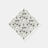 花の模様を持つゴシック動物スカル スタンダードカクテルナプキン (角)