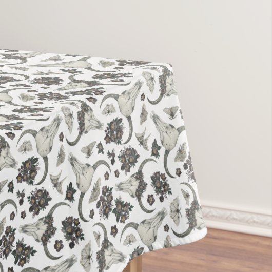 花の模様を持つゴシック動物スカル テーブルクロス (インサイチュ)