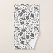 花の模様を持つゴシック動物スカル バスタオルセット (ハンドタオル)