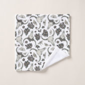 花の模様を持つゴシック動物スカル バスタオルセット (ウォッシュタオル)