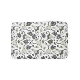 花の模様を持つゴシック動物スカル バスマット