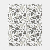 花の模様を持つゴシック動物スカル フリースブランケット (正面)