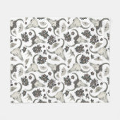 花の模様を持つゴシック動物スカル フリースブランケット (正面(横))