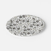 花の模様を持つゴシック動物スカル ペーパープレート (アングル)