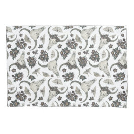 花の模様を持つゴシック動物スカル 枕カバー