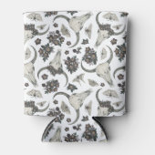 花の模様を持つゴシック動物スカル 缶クーラー (正面)