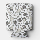 花の模様を持つゴシック動物スカル 缶クーラー (裏面)