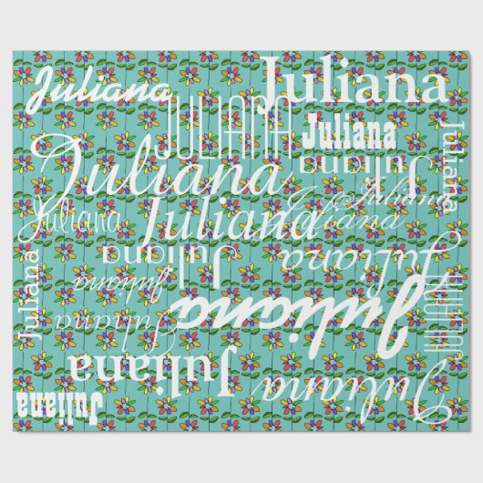 花の模様パーソナライズされた ラッピングペーパー (フラット)