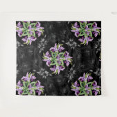 花の模様モノクロコーンフラワーオーキッド タペストリー (正面(横))