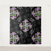 花の模様モノクロコーンフラワーオーキッド タペストリー (正面)