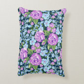 花の模様花のフル開花ブルーパープル アクセントクッション (裏面(縦))