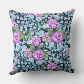 花の模様花のフル開花ブルーパープル クッション (裏面)