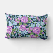 花の模様花のフル開花ブルーパープル ランバークッション (裏面)