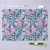 花の模様花のフル開花ブルーパープル 薄葉紙 (クラフト)