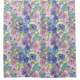 花の模様葉花忘れバラ-me-not シャワーカーテン