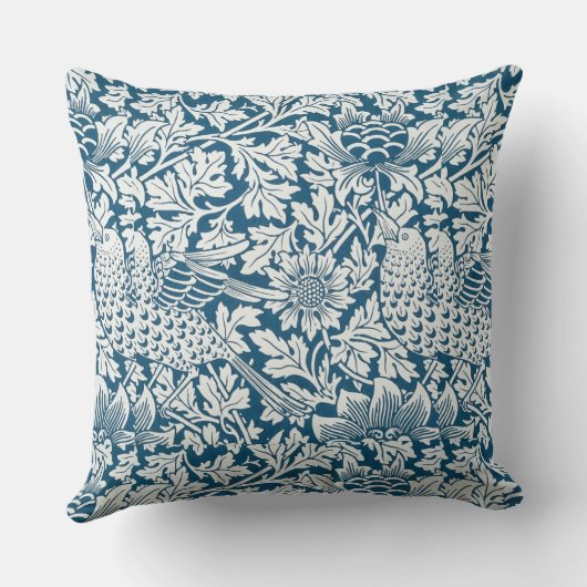 花の模様離れ花鳥の青 クッション (裏面)