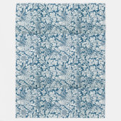 花の模様離れ花鳥の青 フリースブランケット (正面)