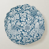 花の模様離れ花鳥の青 ラウンドクッション (裏面)