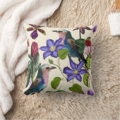 花の模様離れ、、鳥、エキゾチック花。 クッション (ブランケット)