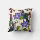 花の模様離れ、、鳥、エキゾチック花。 クッション (裏面)