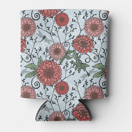 花の模様3 缶クーラー (正面)