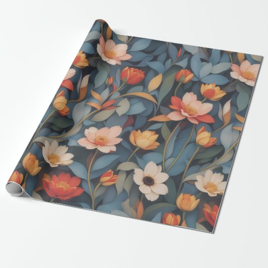 花の模様4 |折り返し紙 ラッピングペーパー (アンロールド)