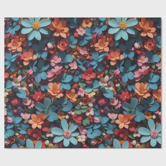 花の模様6 |折り返し紙 ラッピングペーパー (フラット)