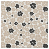 花の模様 – トープ、白黒 ファブリック (クローズアップ)