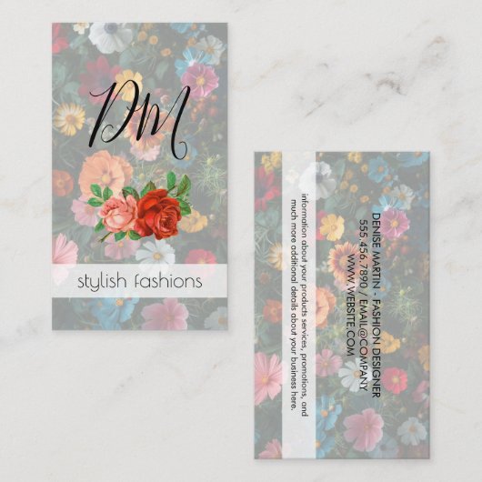 花の模様(バラ) | 自然 名刺 (正面/裏面)