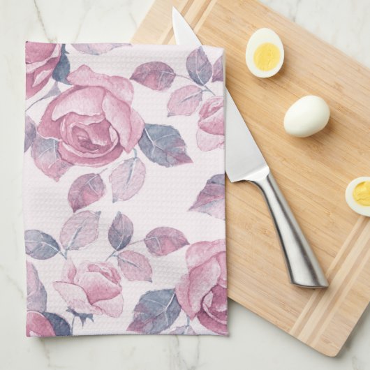 花の模様。ヴィンテージバラ キッチンタオル (四つ折り)