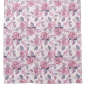 花の模様。ヴィンテージバラ シャワーカーテン (正面)