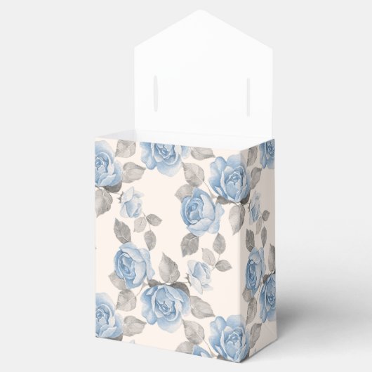 花の模様。ヴィンテージ青バラ フェイバーボックス (オープン)