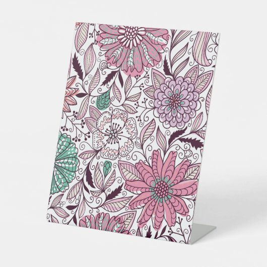 花の模様 台座サイン (正面)