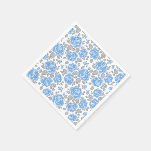 花の模様。水彩バラ/2 スタンダードカクテルナプキン (角)