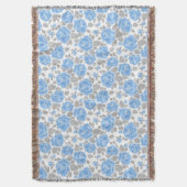 花の模様。水彩バラ/2 スローブランケット (正面縦)