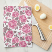 花の模様。水彩バラ/52 キッチンタオル (四つ折り)