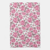 花の模様。水彩バラ/52 キッチンタオル (縦)