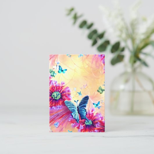 花の模様，熱帯の花，小さなダイヤモンド，ティ 名刺 (スタンド正面)