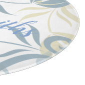 花の模様(石板青) カッティングボード (角)