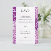 花の模様，紫のダリア結婚。 出欠カード (スタンド正面)